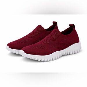 Bernie Mev Gravitas Burgundy Slip On Sneakers Comfort Stretch Shoes